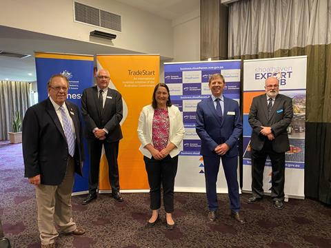 Image left to right: Deputy Mayor Greg Watson, Peter Masterson Regional Manager AusIndustry, Federal Member for Gilmore Fiona Phillips MP, Export Hub Facilitator Milton Bazley and Shoalhaven  City Council’s Economic Development Manager, Greg Pullen.