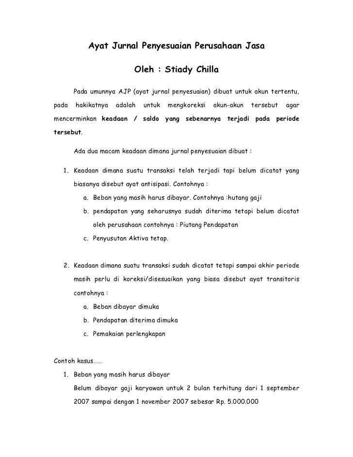 Contoh Soal Akuntansi Jurnal Penyesuaian Pilihan Ganda 