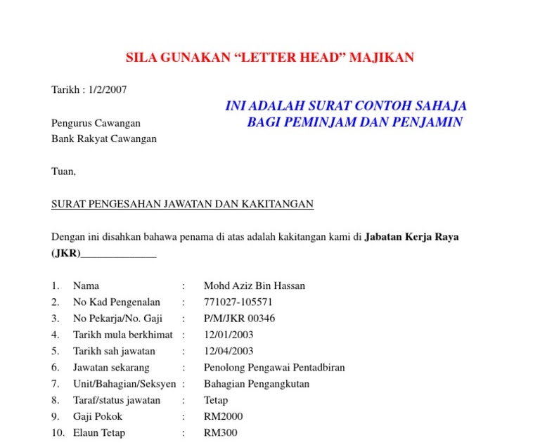 Surat Rasmi Untuk Kwsp - Surat 5