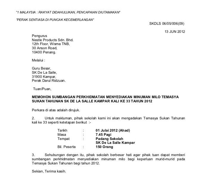 Surat Permohonan Cuti Asrama  Info Melayu