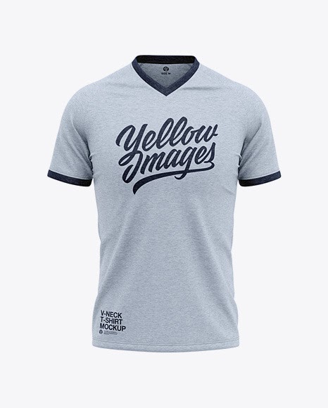 Download Mens Heather V-Neck T-Shirt Mockup Front View (PSD ...