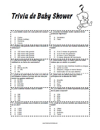 Juegos para baby shower crucigrama con respuestas. Juego Trivia Para Baby Shower Para Imprimir Gratis Paraimprimirgratis Com