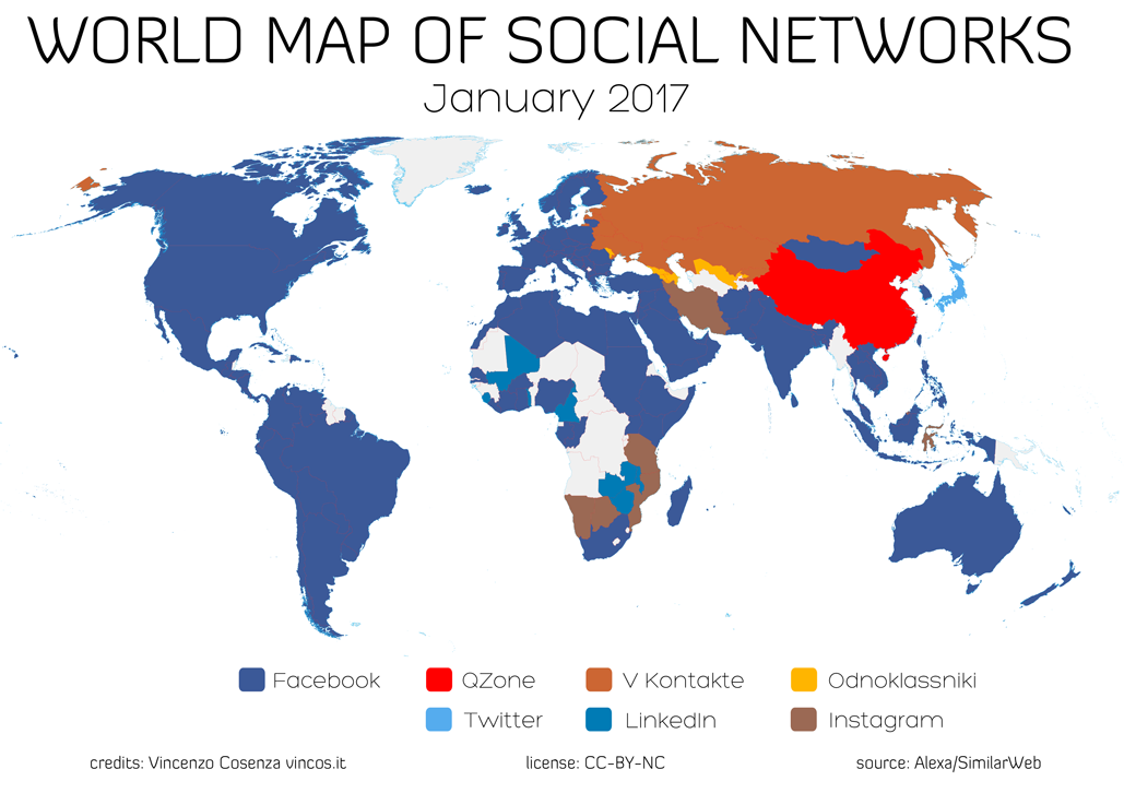 Socialising is as important as doing the daily chores of our houses. World Map Of Social Networks