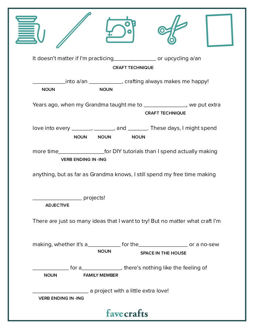 Welcome to our collection of madlibs! Printable Mad Libs For Crafters Favecrafts Com