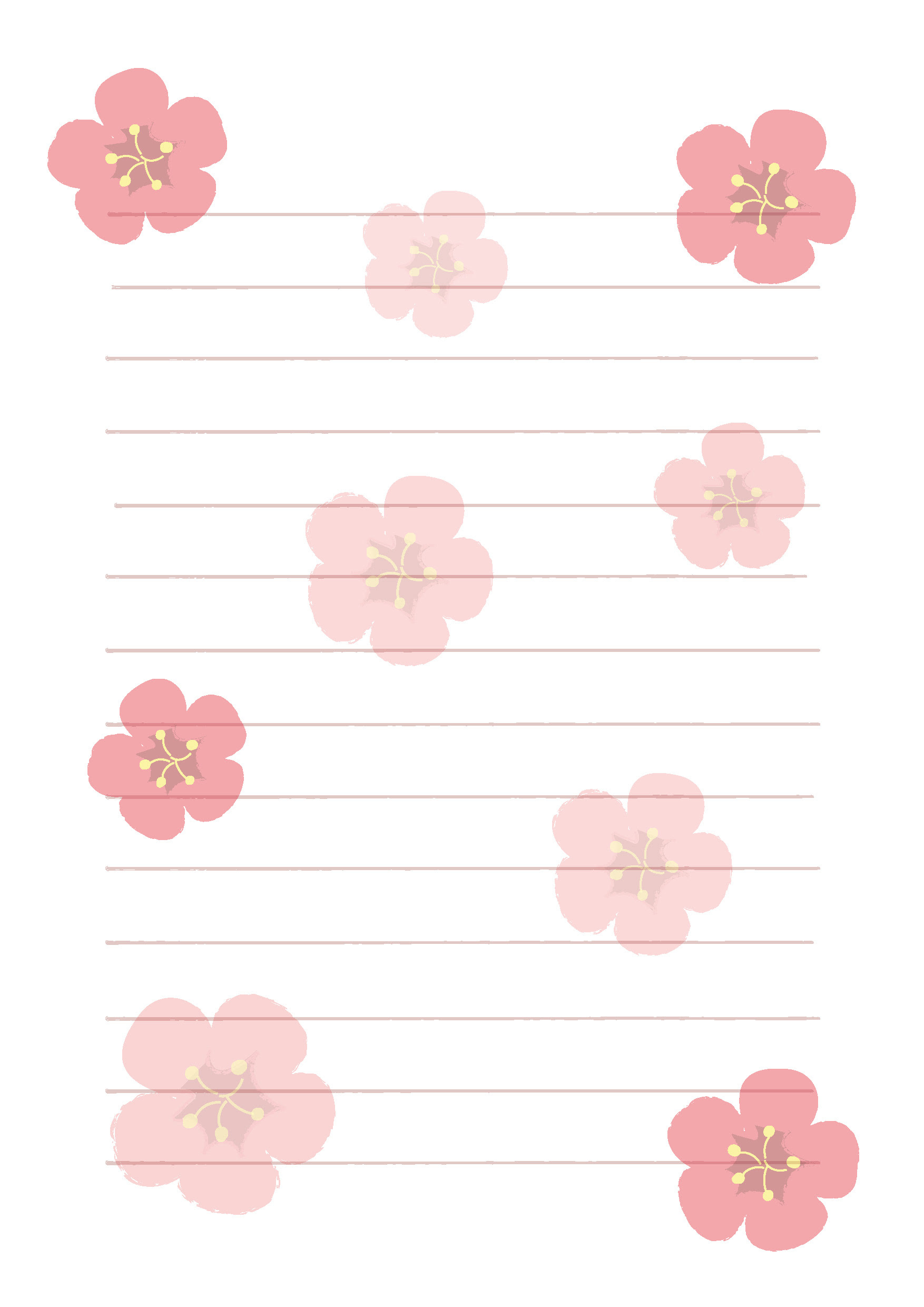 心に強く訴える便箋 テンプレート 無料 春 花の画像