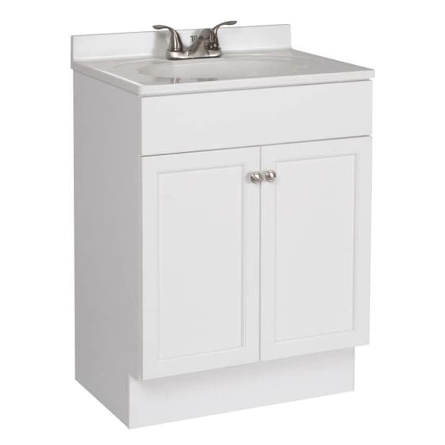 Our bathroom furniture ranges are designed to create your perfect bathroom. Project Source 24 In White Shaker Single Sink Bathroom Vanity With White Cultured Marble Top In The Bathroom Vanities With Tops Department At Lowes Com