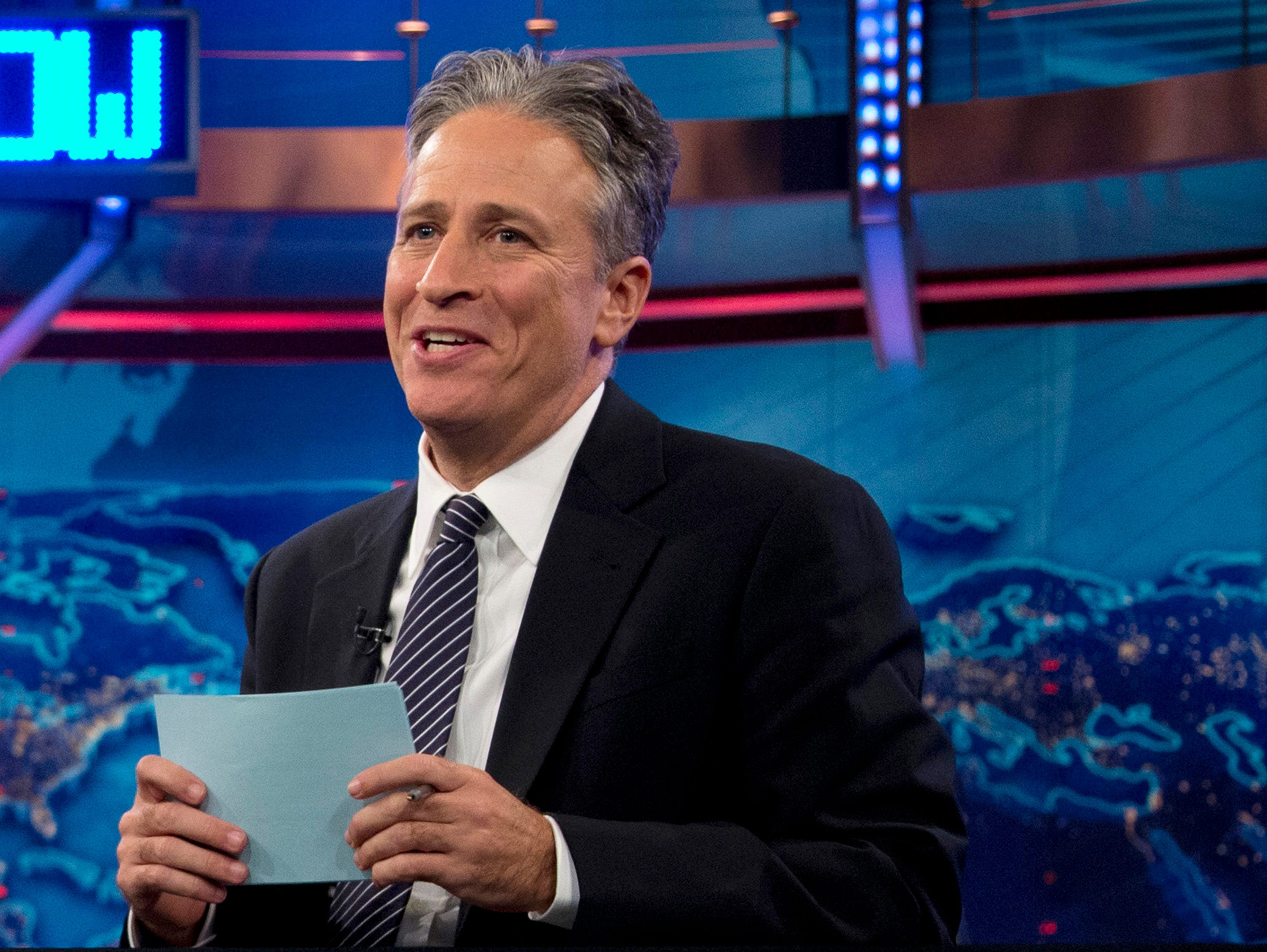 Jon Stewart on set.