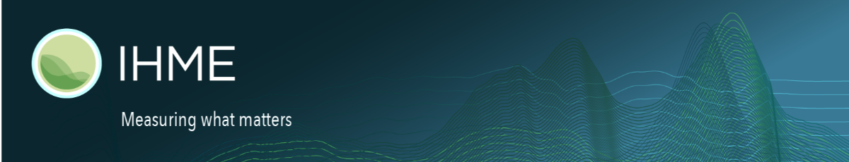 Banner with the IHME logo and tagline, "Measuring what matters"