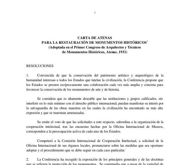 Carta De Atenas 1931 Unesco - Closing f