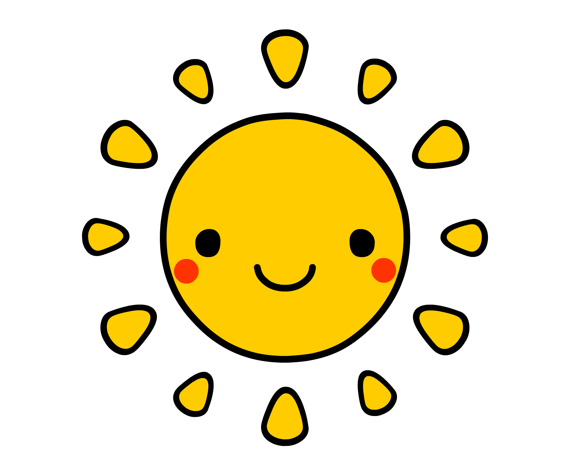 花の島 元の太陽 イラスト フリー 白黒