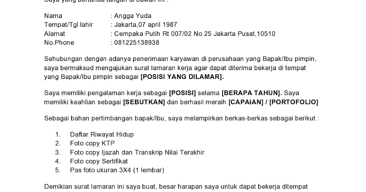 Surat Cuti Sakit Kepada Ypk