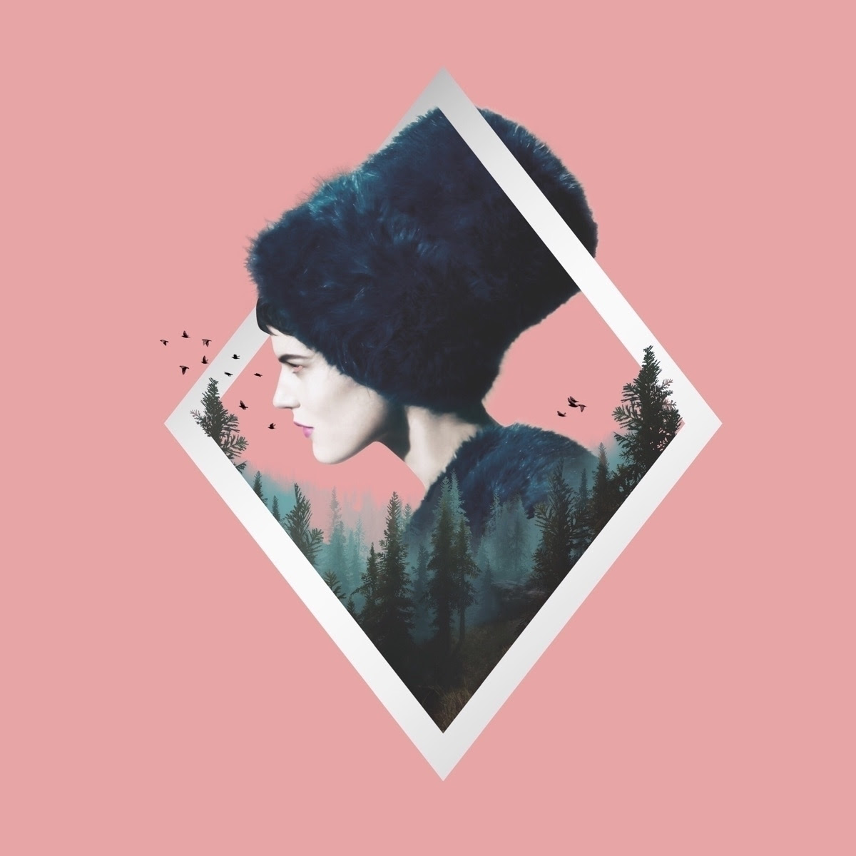 pink collage of woman in black hat