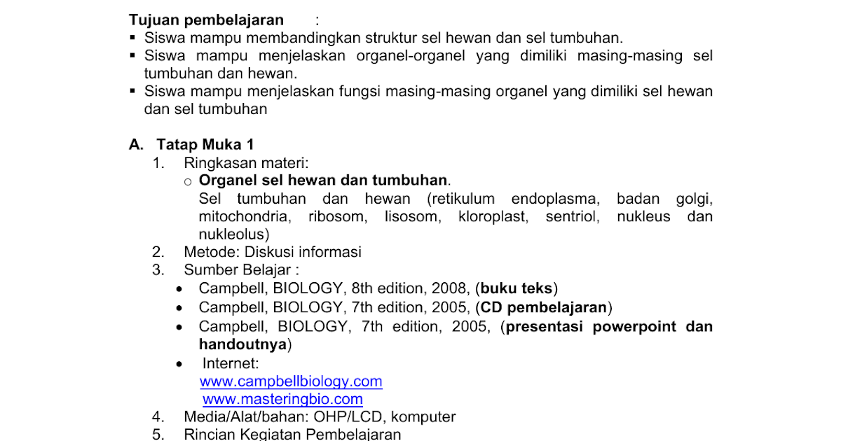 Struktur Sel  Tumbuhan Dan  Hewan  Beserta Fungsinya  