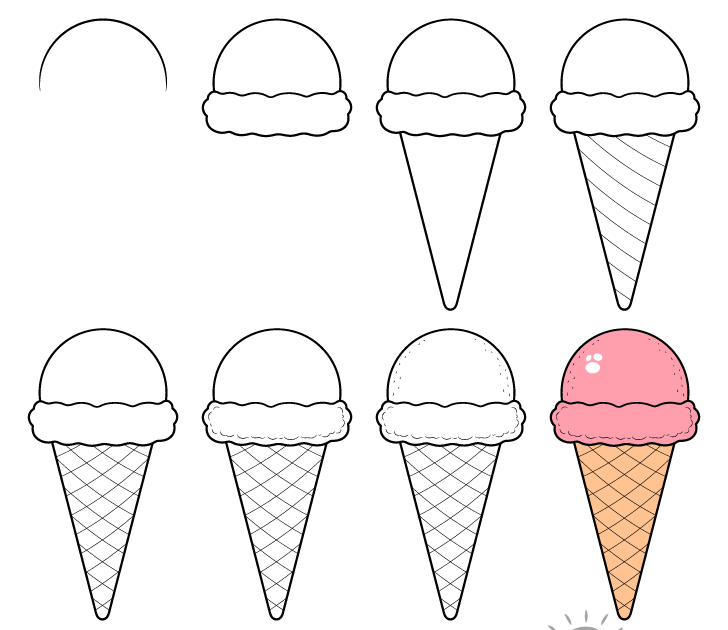 Ice Cream Cone Drawing Easy