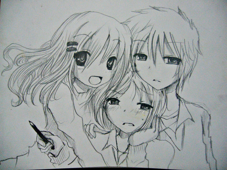 Pencil Sketch Boy And Girl Best Friends Drawing Anime