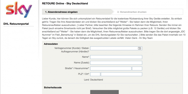 Sky Retourenschein Ausdrucken - Das retourenlabel können sie entweder selbst ausdrucken oder dhl ...