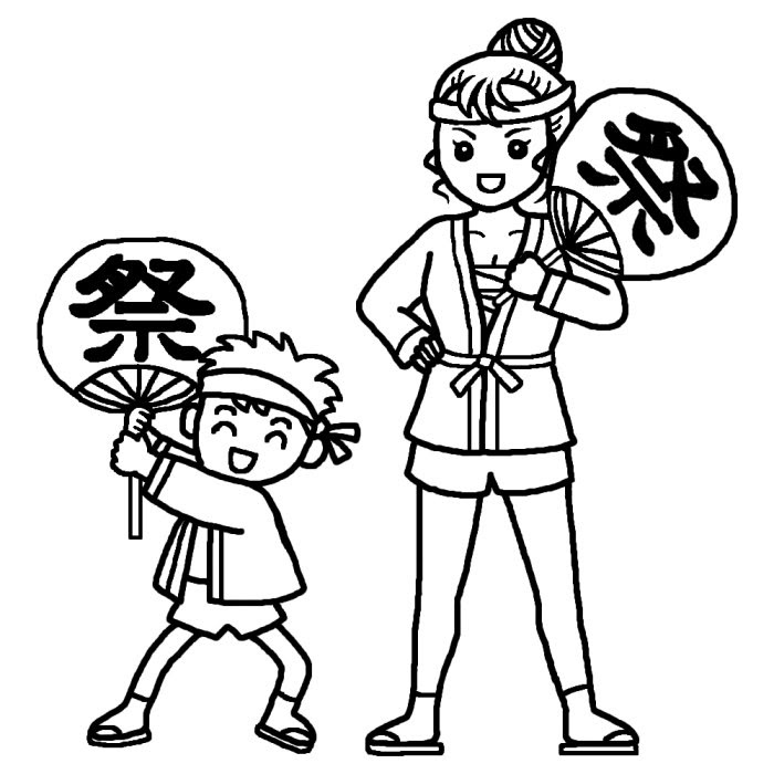 0以上 祭り イラスト 白黒 イラスト素材