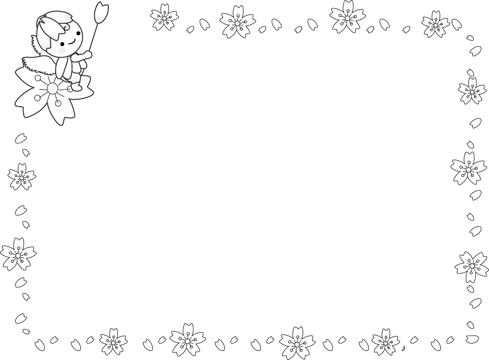 最高の動物画像 ベスト50 桜 ライン イラスト 白黒
