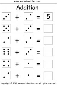 Dice Addition – Single Digit Addition – Three Worksheets / FREE ...