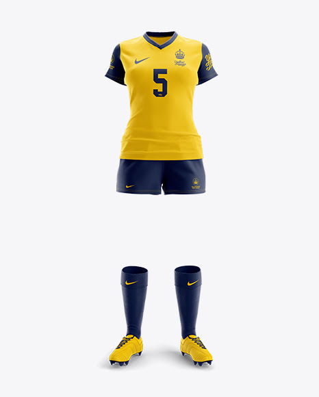Download Free Women's Full Rugby Kit HQ Mockup - Front View (PSD)