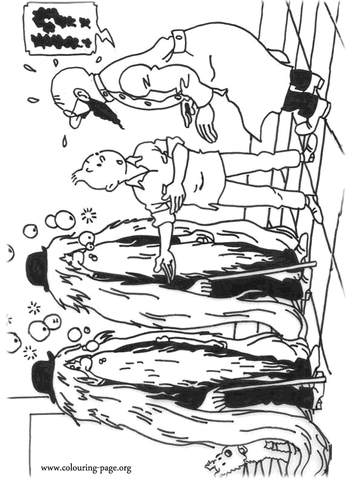 Tintin coloring pages are a fun way for kids of all ages to develop creativity, focus, motor skills and color recognition. The Adventures Of Tintin Tintin Professor Calculus And Thomson And Thompson Coloring Page