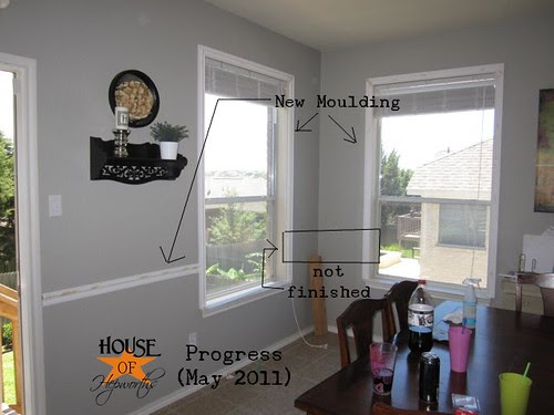 This type of molding is perfect for dining rooms of any size, and can be painted to fit your desired color scheme. Chair Rail In The Family Room And Breakfast Nook House Of Hepworths