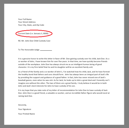 Free Printable Recommendation Letter To A Judge Before Sentencing - Character Letter For Court ...