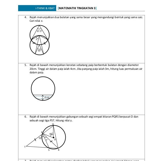 Soalan Matematik Bulatan Tingkatan 2 - Kecemasan s