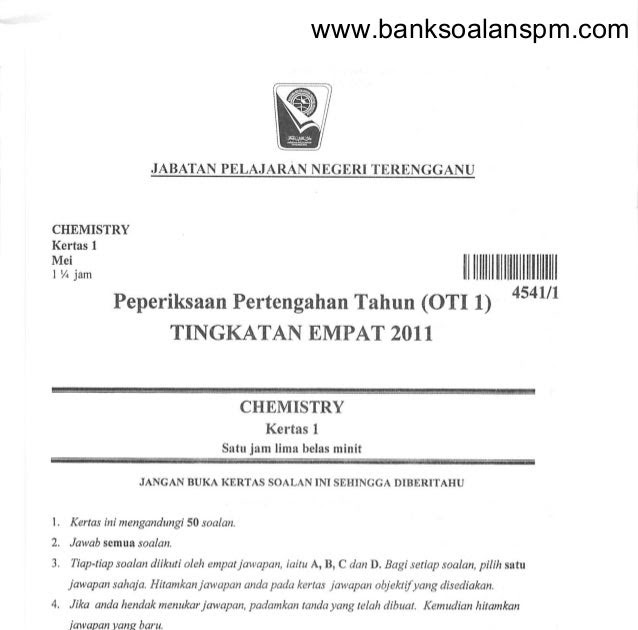 Contoh Soalan Kimia Tingkatan 4 Bab 3 - Persoalan t