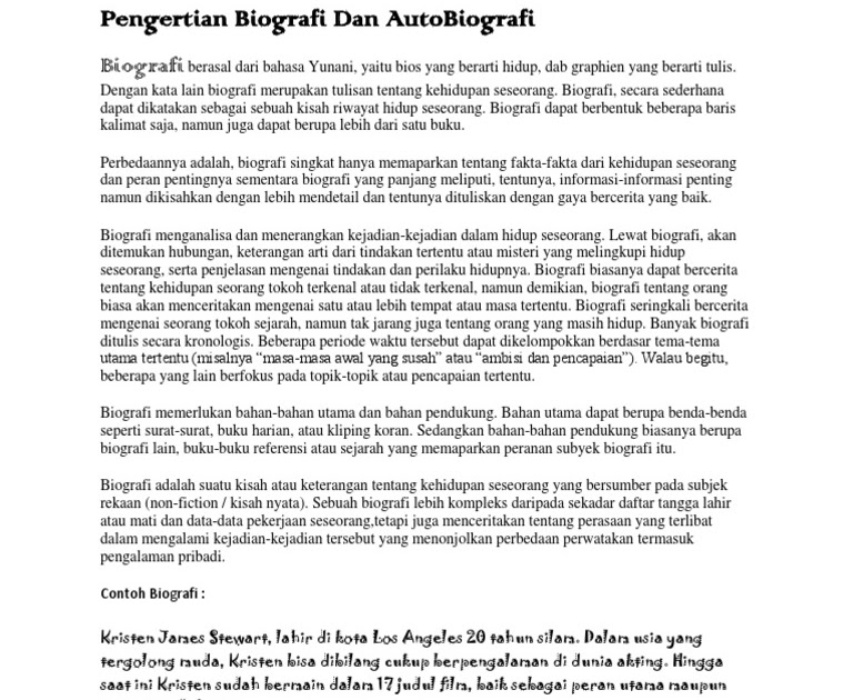 Contoh Autobiografi Sederhana - Blogefeller