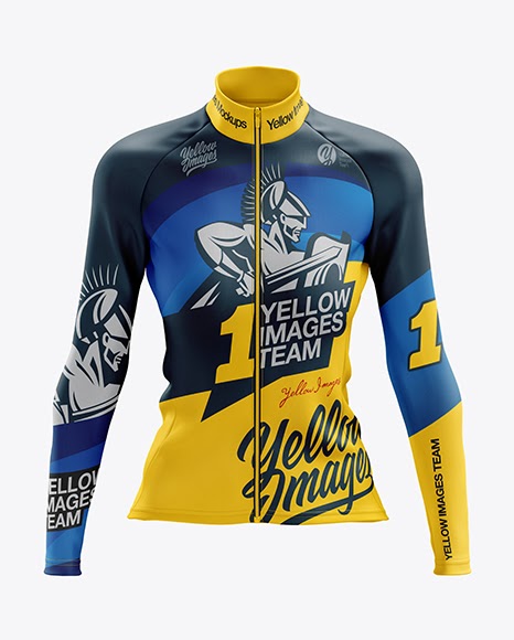 Download Free Women's Cycling Thermal Jersey LS mockup (Front View ...