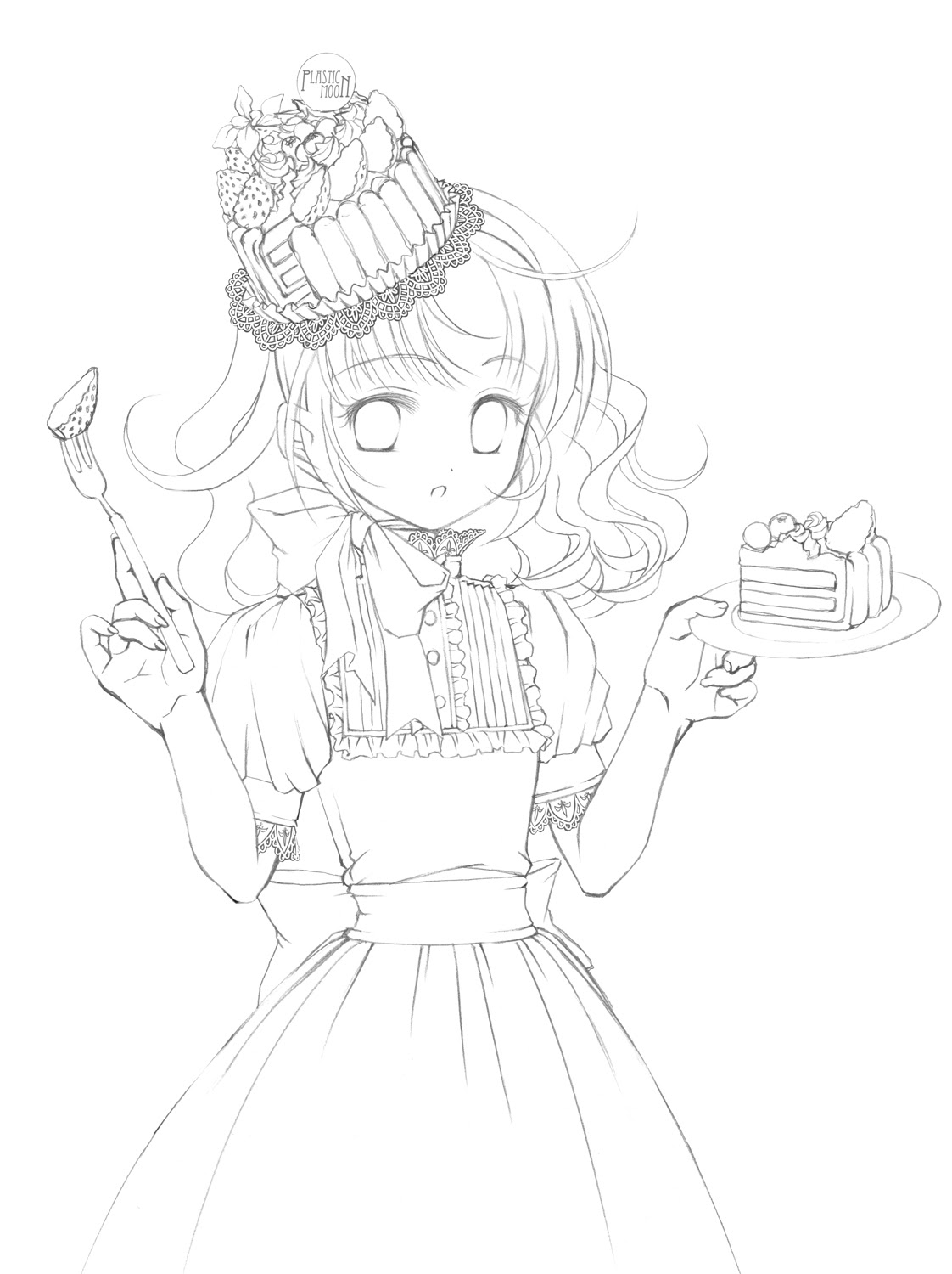 ユニークかわいい 女の子 イラスト 線画 無料イラスト集