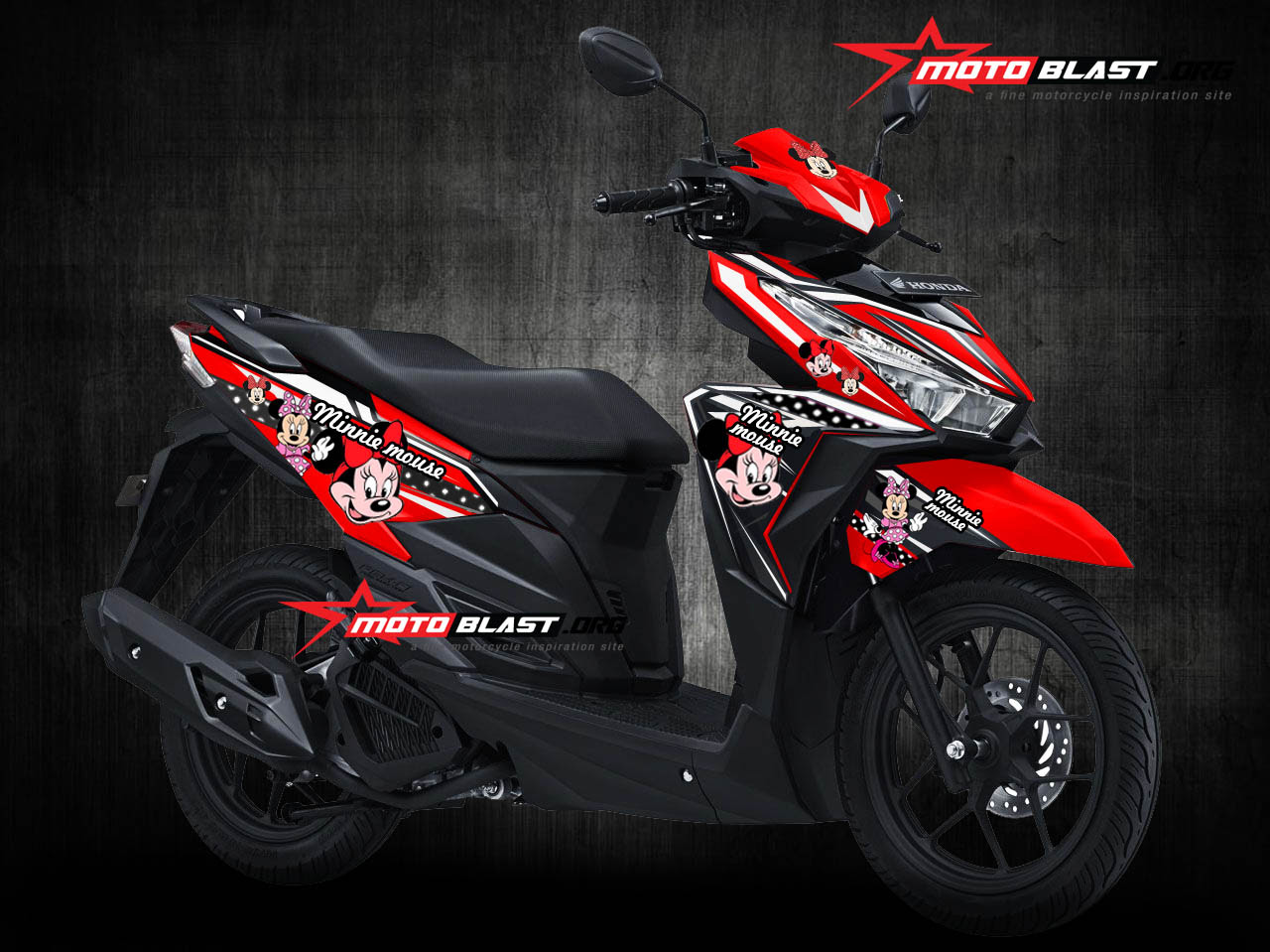 Modifikasi Motor Vario 125 Warna Merah Lampak Modifikasi