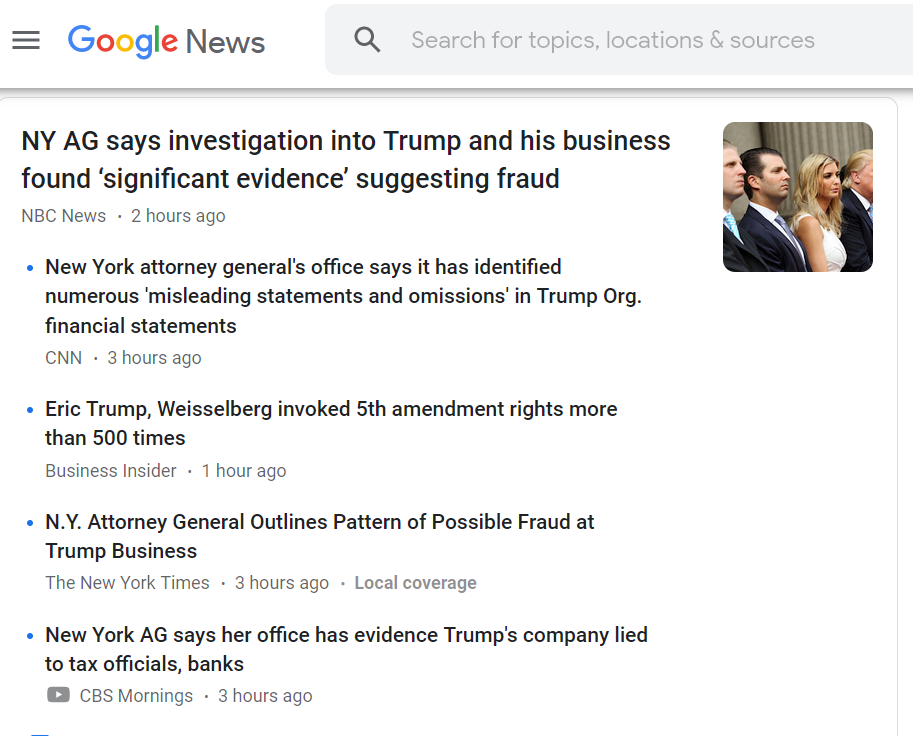 Clip of today's Google News