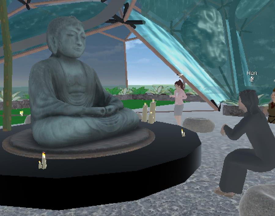 A virtual reality world model of a sacred site.