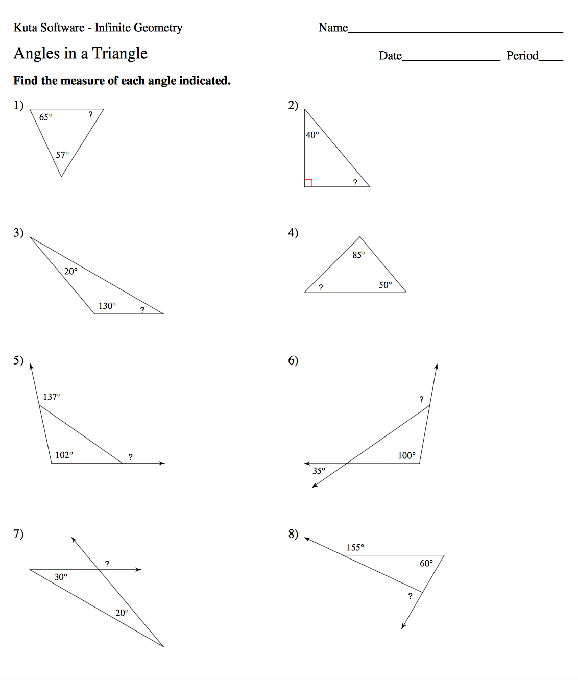 30 Angles Of Triangles Worksheet Answers - Worksheet ...
