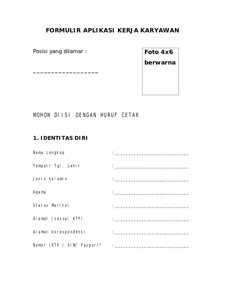 Contoh Formulir Formal - Contoh O