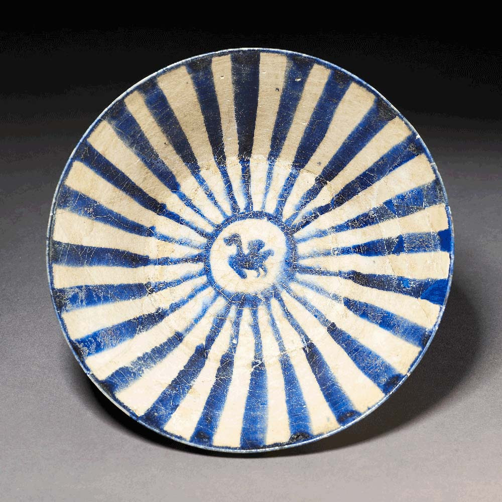 A ceramic bowl with blue and white decoration