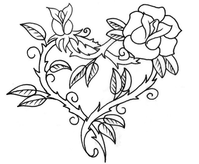Baixe decoração floral e ornamentos gratuitamente. Hearts And Flowers Drawing At Getdrawings Free Download