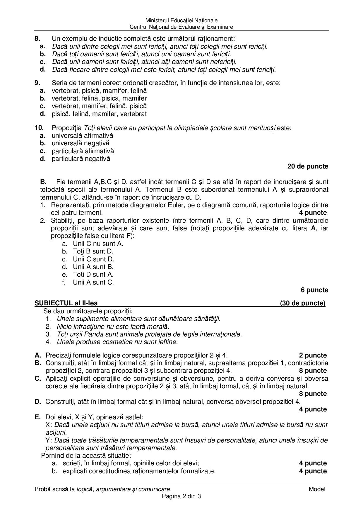 Rezolvarea testului 3 de antrenament din variantele de bacalaureat propuse de minister pentru disciplina logica si argumentare 21 mart. Bacalaureat 2019 Modele De Subiecte La LogicÄƒ Sparknews Ro