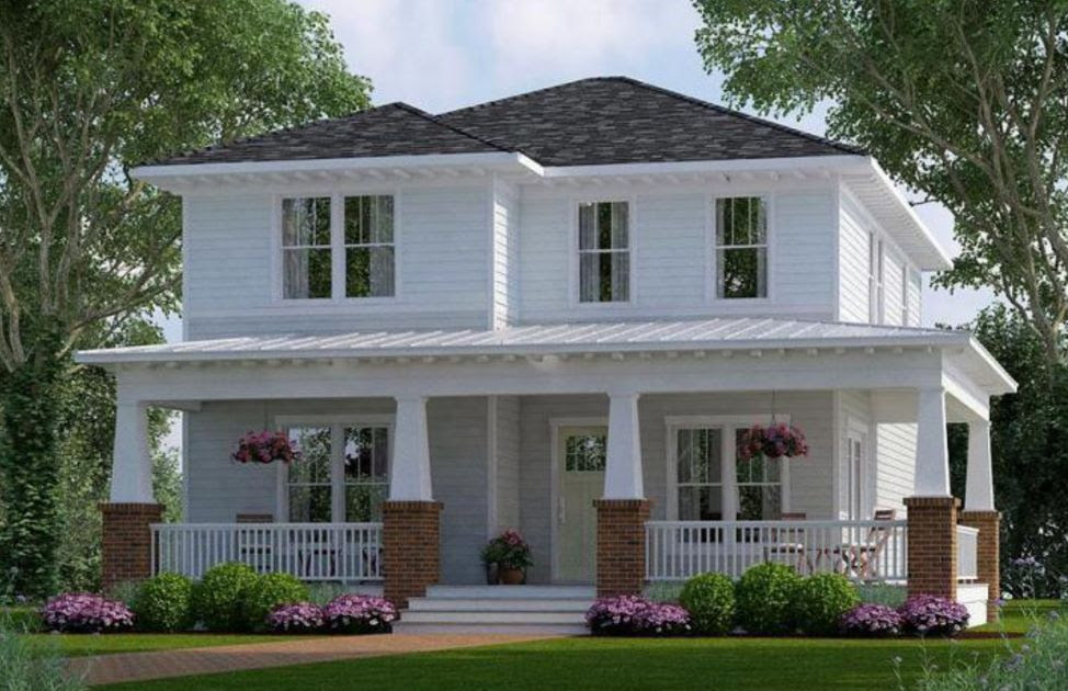 Casa de dos niveles pequeña y moderna de estilo minimalista. Imagenes De Planos De Casas De Dos Plantas Con Fachadas Estilo Americano Gratis