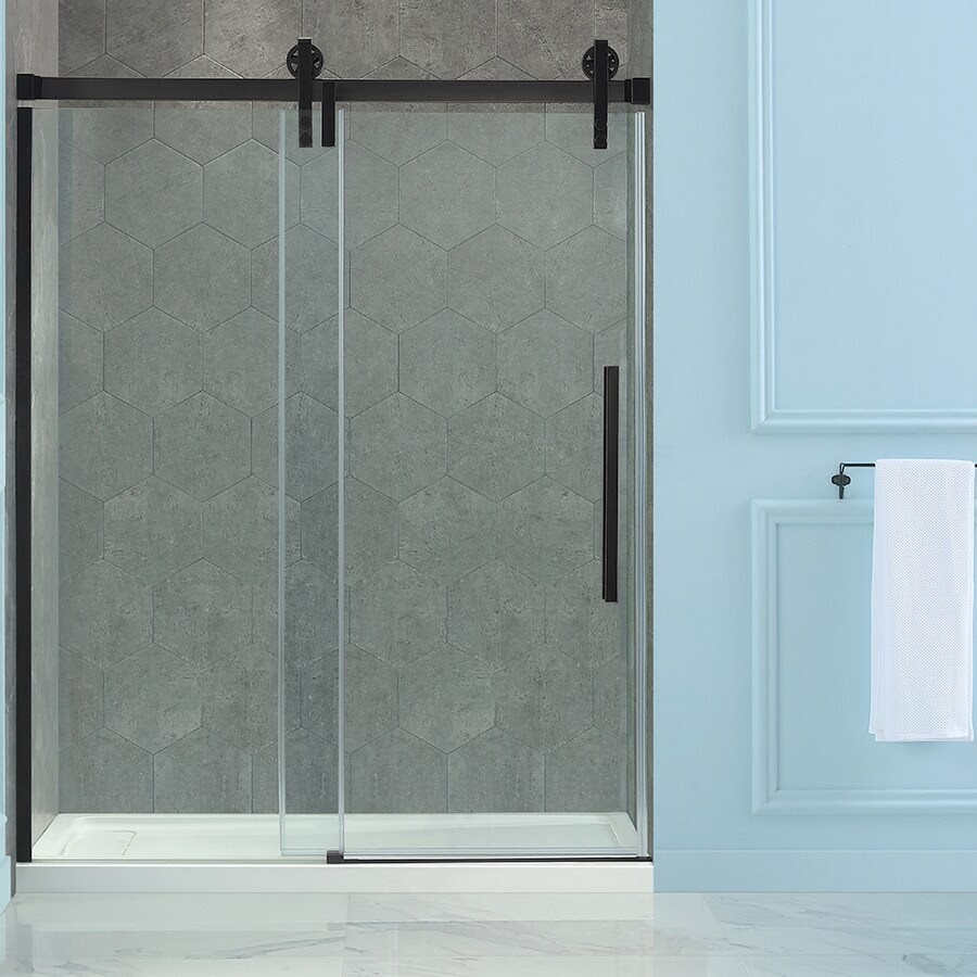 Most inline shower doors consist of a glass door panel which is usually connected to one or multiple glass panels at 180º. Ove Decors Sedona 78 75 In H X 58 25 In To 59 75 In W Semi Frameless Sliding Oil Rubbed Bronze Shower Door Clear Glass In The Shower Doors Department At Lowes Com