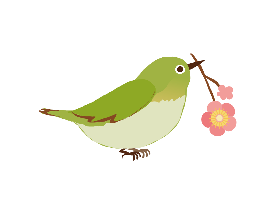 無料印刷可能メジロ イラスト 美しい花の画像