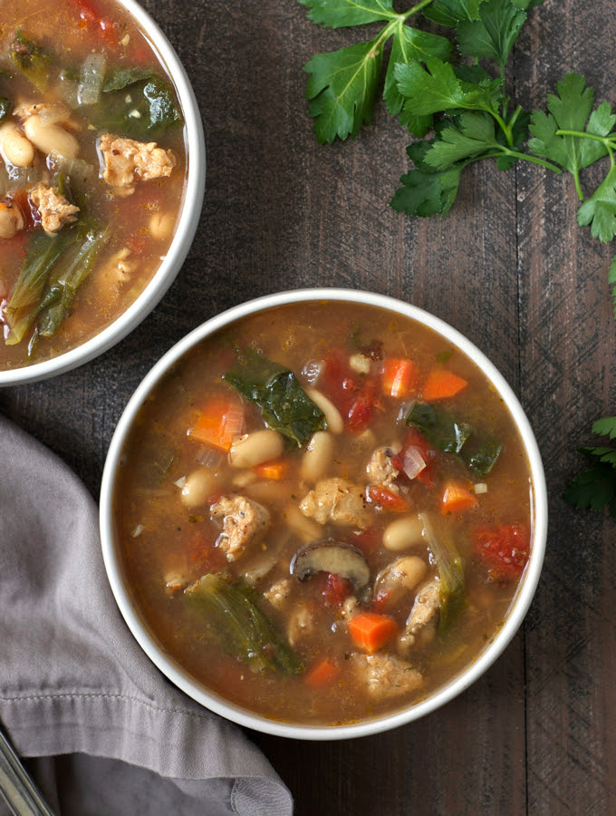 Ladle the soup into 6 bowls. Chicken Sausage Escarole And White Bean Soup Turnip The Oven