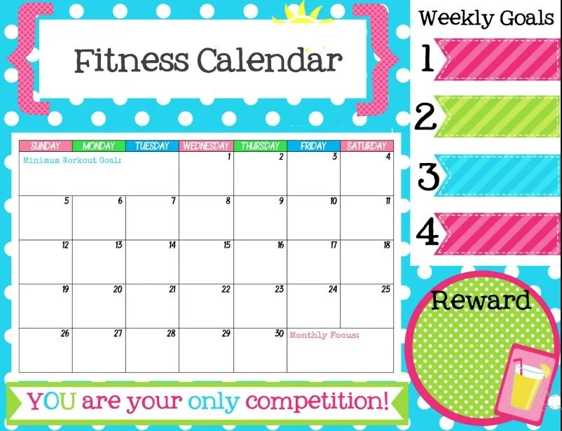Printable Coloring Workout Calendar Coloring Pages