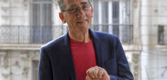 Pierre Audin, son of French mathematician and communist activist Maurice Audin, speaks during an interview with AFP in Algiers on June 3, 2022. Pierre, a mathematician like his father, now retired, has just obtained his Algerian passport after a long wait. He has been in Algeria since the end of May, where he attended on Sunday the inauguration of a bust bearing the likeness of his father in the square that bears his name in the heart of the capital and which was the epicenter of Hirak, the pro-democracy protest movement that forced ex-president Abdelaziz Bouteflika to resign. (Photo by RYAD KRAMDI / AFP)