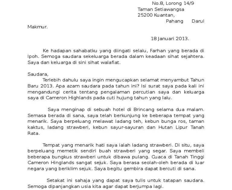 Surat Tidak Rasmi Bahasa Inggeris Pmr - Surat CC