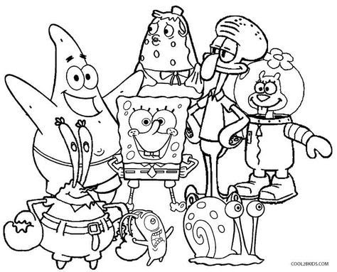 spongebob and his friends coloring pages  coloring pages