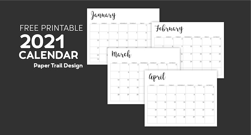 You can easily print this printable calendar 2021 and use it both in the soft and hard format. 2021 Calendar Printable Free Template Paper Trail Design