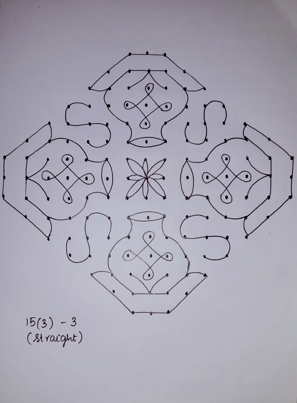 Pongal kolam images & pictures: Pot Kolam In 15 Dots Kolams Of India
